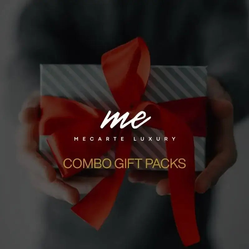 Combo gift sets India beautifully presented in a stylish package with a red ribbon by Mecarte Luxury.
