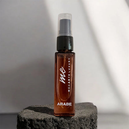 Miniature perfume collection in an 8ml spray bottle featuring Arabe and luxury branding.